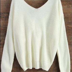 one size for all - white back twisted knot sweater